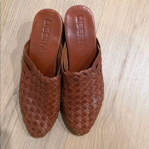 Liberté Brown Woven Leather Mules